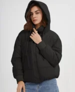 Women's Gihuo Crop Hooded Puffer Jacket | Trendy Leather Jackets