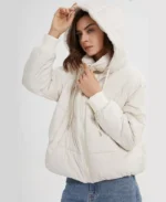 Women's Gihuo Crop Hooded Puffer Jacket | Trendy Leather Jackets