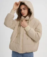 Women's Gihuo Crop Hooded Puffer Jacket | Trendy Leather Jackets
