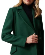 Women's Green Long Single Breasted Wool Coat | Trendy Leather Jackets