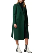 Women's Green Long Single Breasted Wool Coat | Trendy Leather Jackets