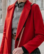 Women's Jackson Red Single Breasted Wool Coat | Trendy Leather Jackets