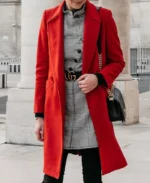 Women's Jackson Red Single Breasted Wool Coat | Trendy Leather Jackets