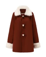 Women's Little Fur Collar Red Riding Coat | Trendy Leather Jackets