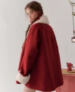 Women's Little Fur Collar Red Riding Coat | Trendy Leather Jackets