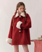 Women's Little Fur Collar Red Riding Coat | Trendy Leather Jackets