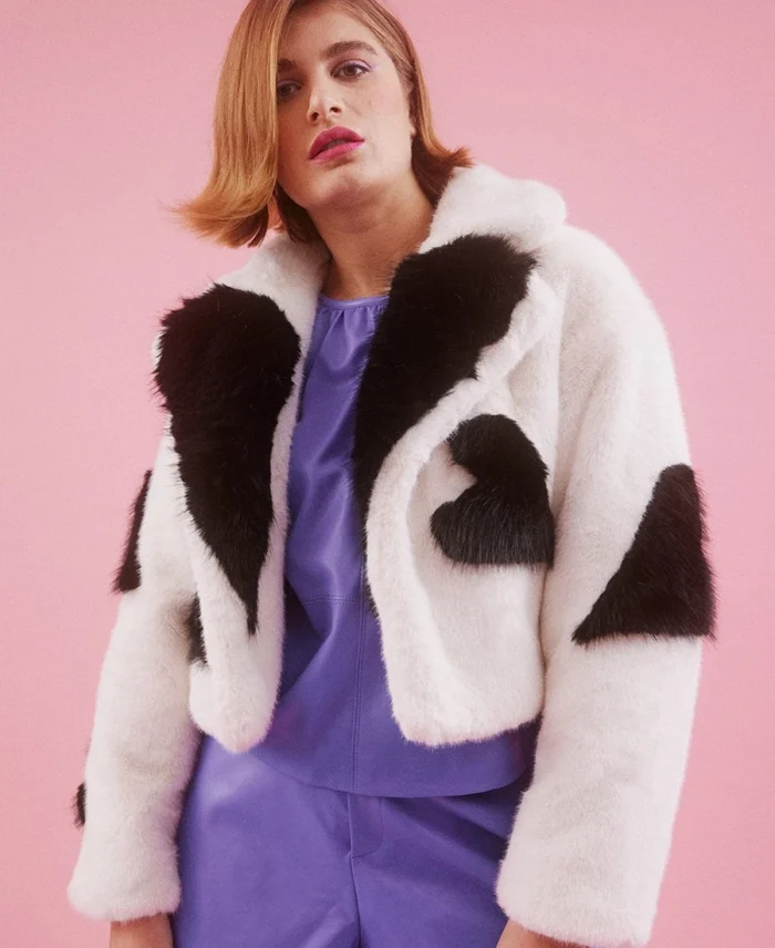 Women's Love Heart Bamboo Fur Jacket | Trendy Leather Jackets