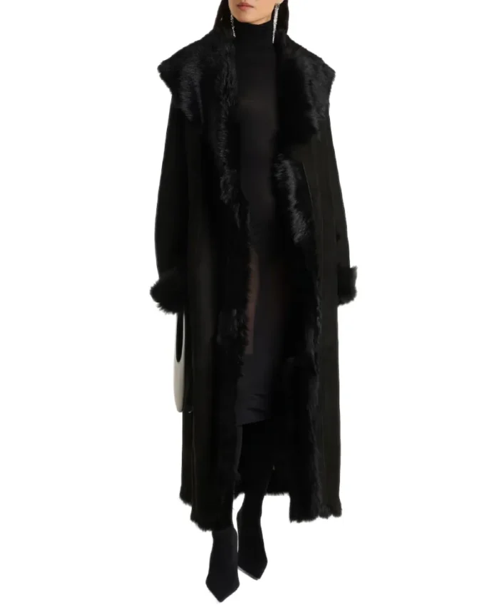 Women's Marlene Shearling Trimmed Suede Coat | Trendy Leather Jackets