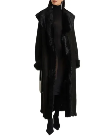 Women's Marlene Shearling Trimmed Suede Coat | Trendy Leather Jackets