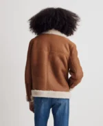Women's Oversized Shearling Brown Aviator Jacket | Trendy Leather Jackets