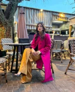 Women's Pink Long Coat | Trendy Leather Jackets