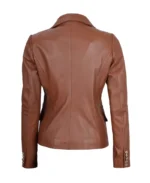 Women's Premium Double Breasted Brown Leather Blazer | Trendy Leather Jackets