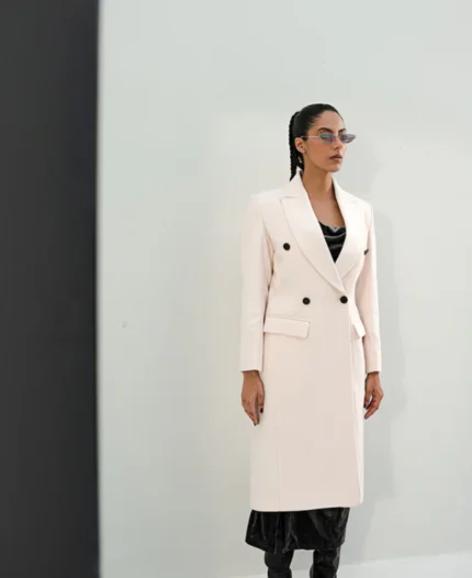 Women's Trouble White Wool Coat | Trendy Leather Jackets