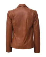 Women's Two Button Tan Leather Blazer | Trendy Leather Jackets