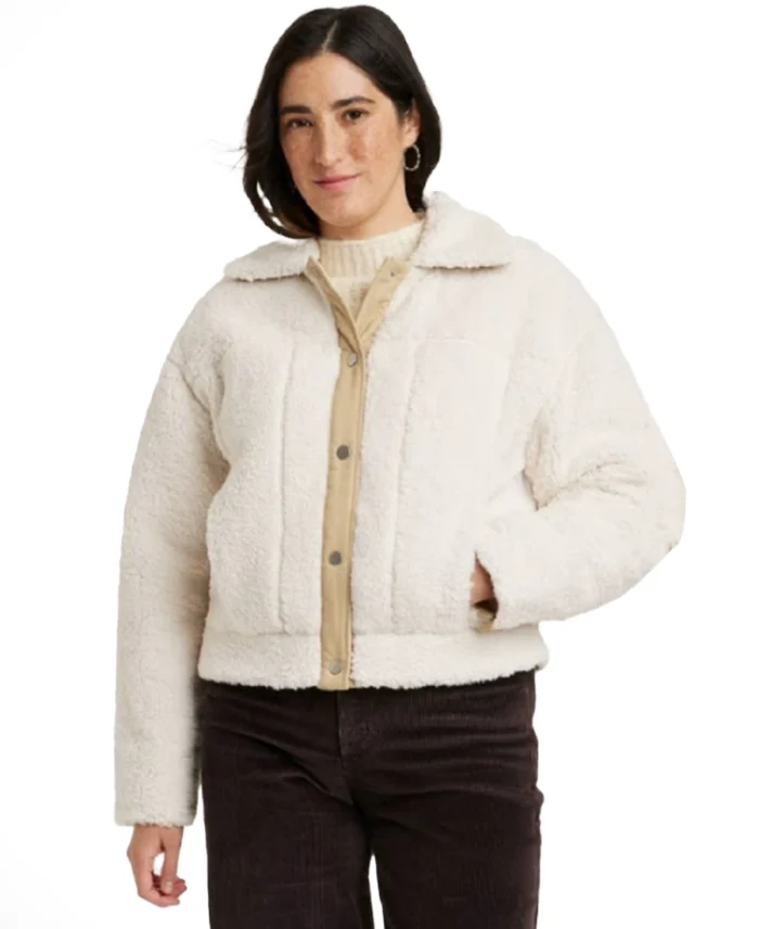 Women's Utility White Faux Fur Jacket | Trendy Leather Jackets