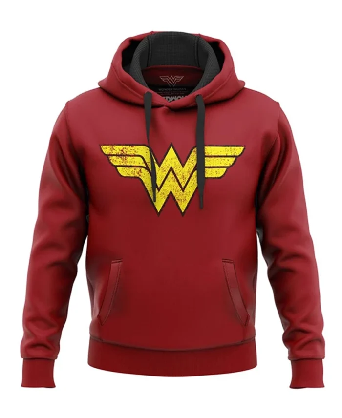 Wonder Woman Logo Red Hoodie | Trendy Leather Jackets
