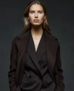 Wool Blend Double Breasted Blindseam Coat | Trendy Leather Jackets