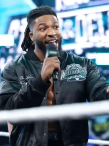 WrestleMania 40 Satin Varsity Jacket | Trendy Leather Jackets