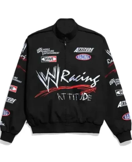 WWE Racing Attitude Black Bomber Jacket | Trendy Leather Jackets