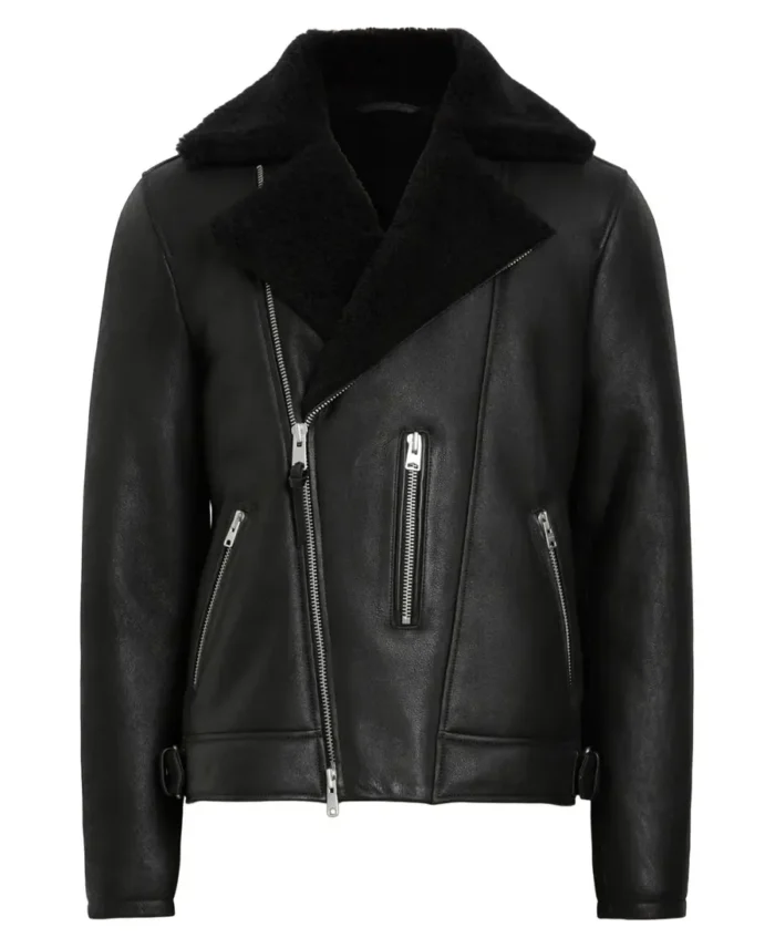 Xena Shearling Biker Black Leather Jacket | Trendy Leather Jackets