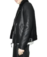 Xena Shearling Biker Black Leather Jacket | Trendy Leather Jackets
