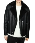 Xena Shearling Biker Black Leather Jacket | Trendy Leather Jackets