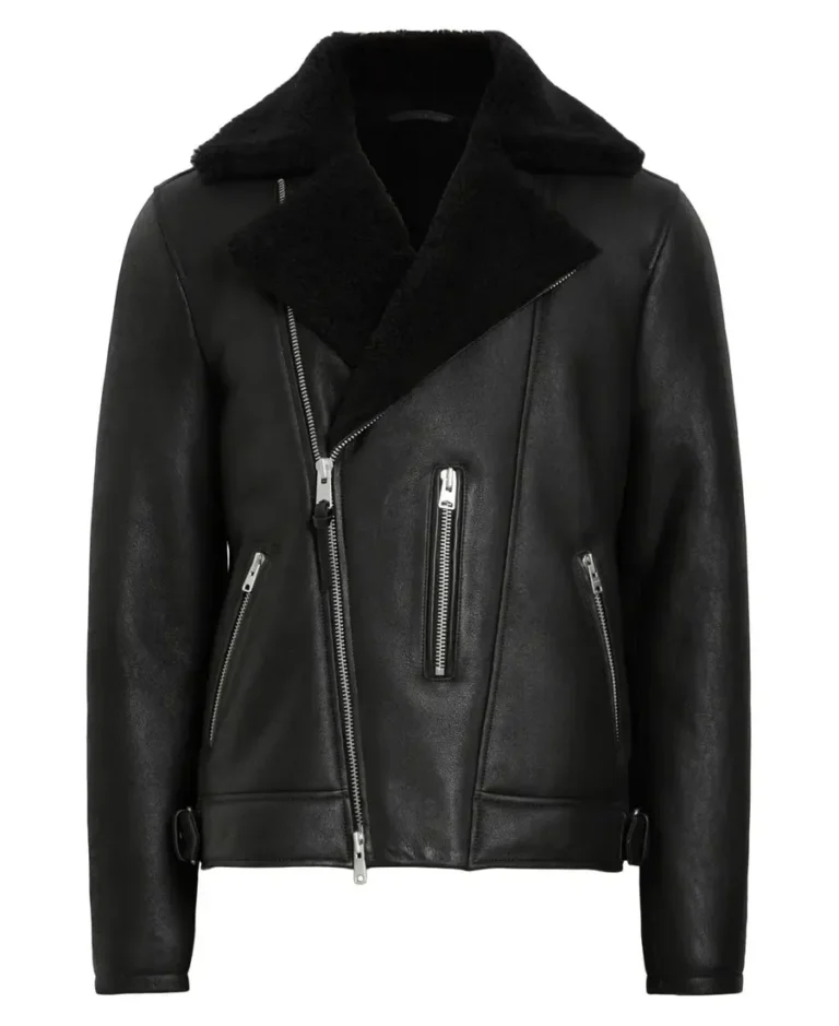 Xena Shearling Biker Black Leather Jacket | Trendy Leather Jackets